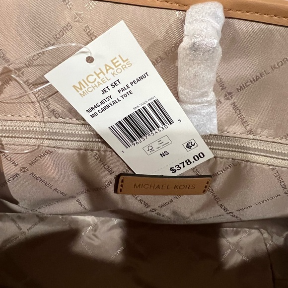 MICHAEL MICHAEL KORS JET SET 384GJ62Y PALE PEANUT MD CARRYALL TOTE SMLS029-0001 - Picture 5 of 7